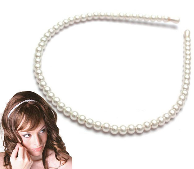 2 x Faux Pearl Beads Hairband Alice Tiara Hair Band