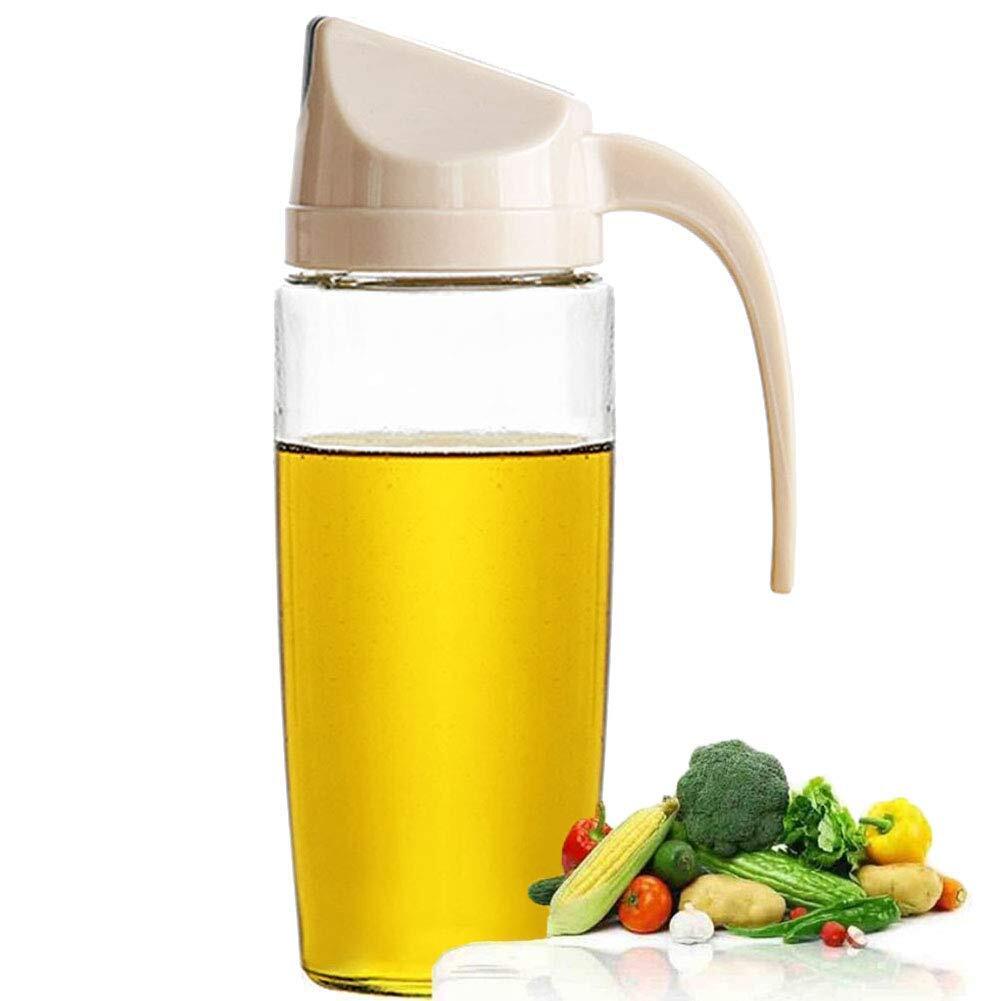 600ml Auto Flip Glass Bottle Drip Free Oil Dispenser