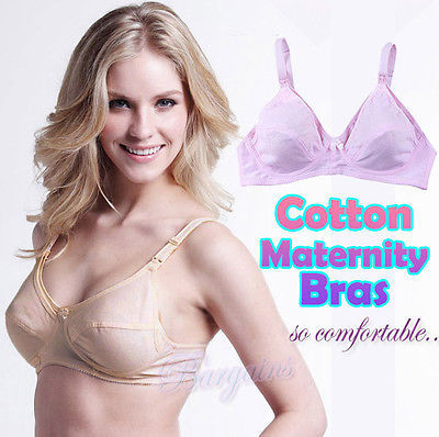 NEW Cotton Maternity Nursing Bra Breastfeeding Bras SIZE 34 (NATURAL)