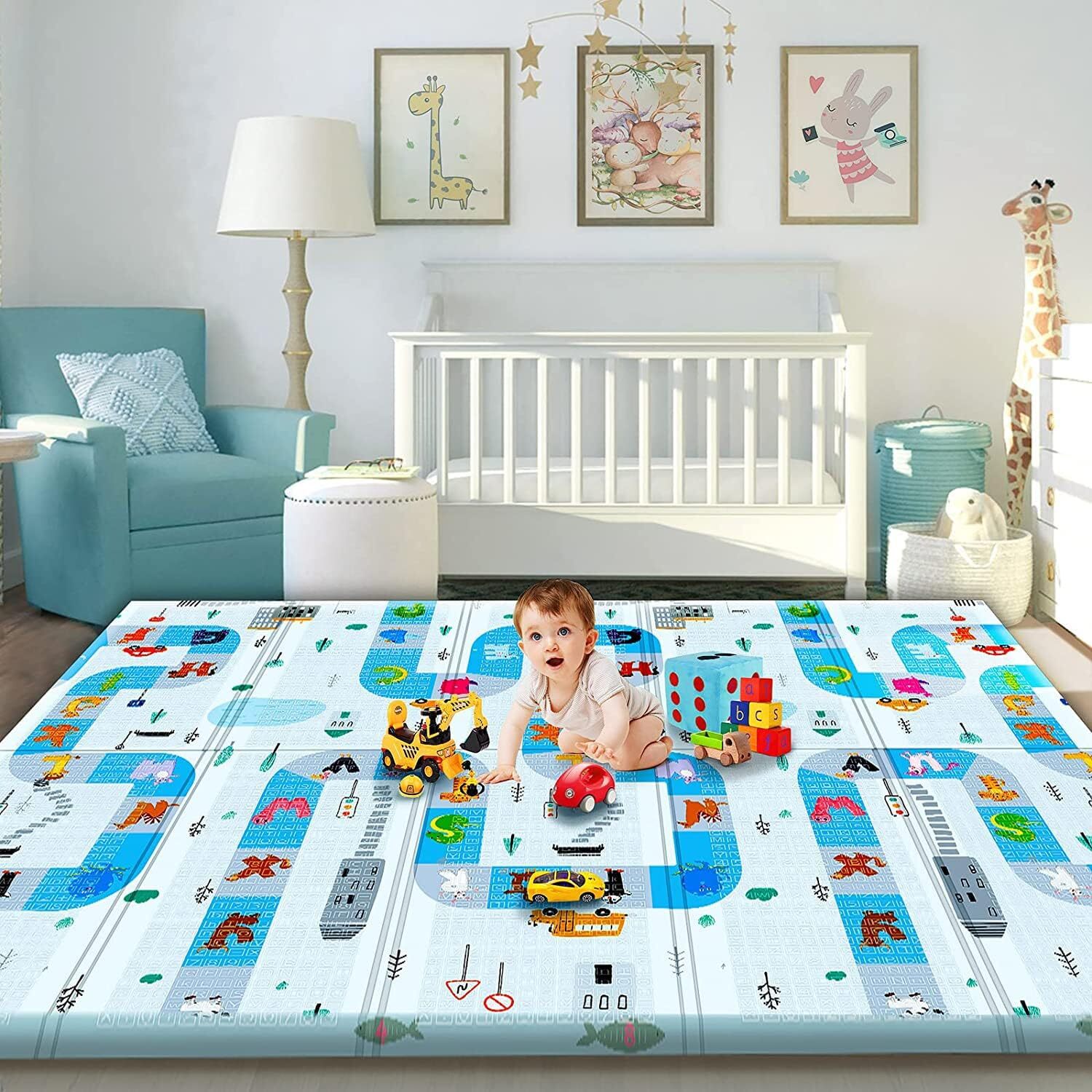 2m Double Sided Large Extra Thick Baby Kids Waterproof Folding Play Mat