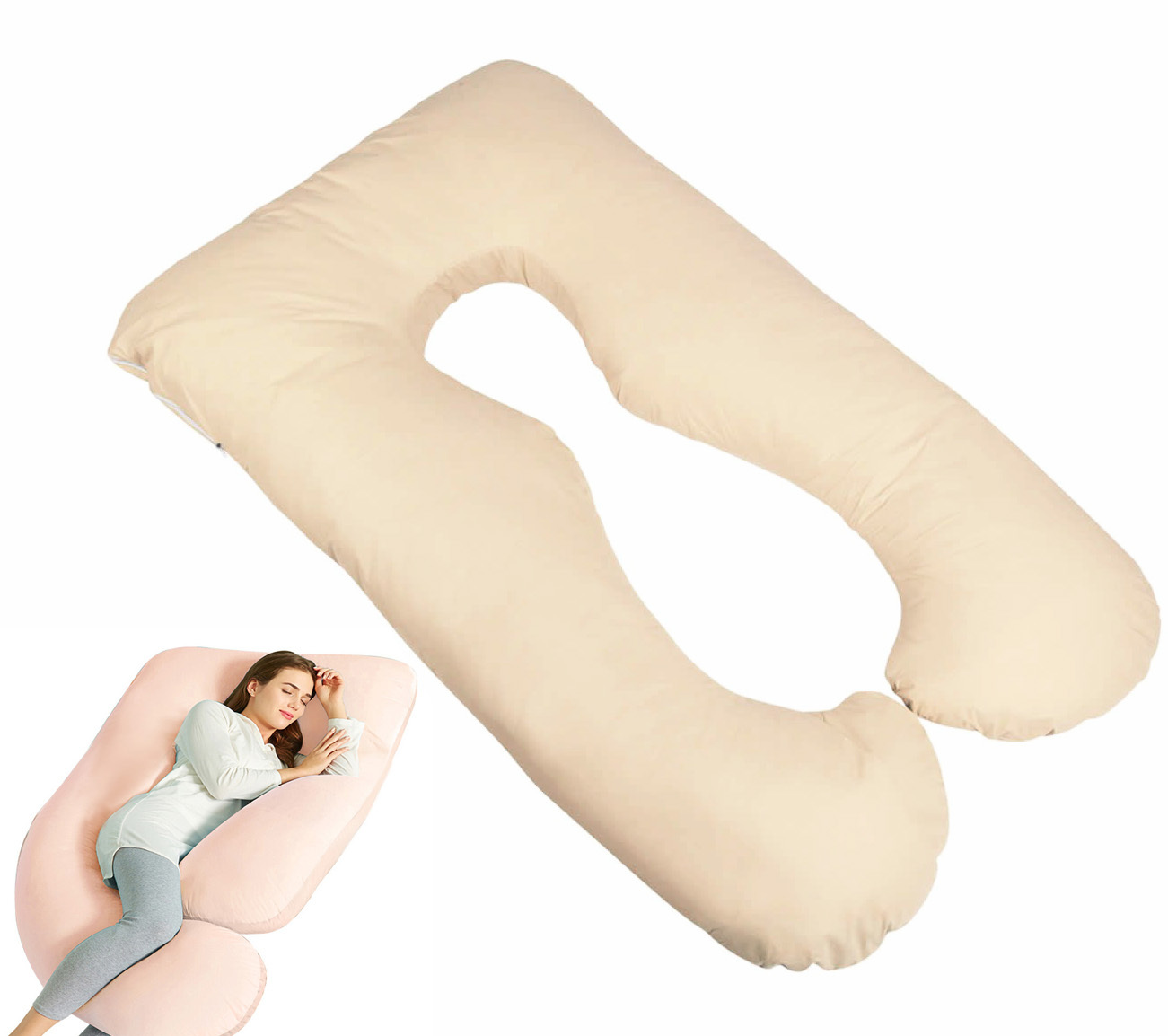 Large Comfort Support Body Pillow (Beige)