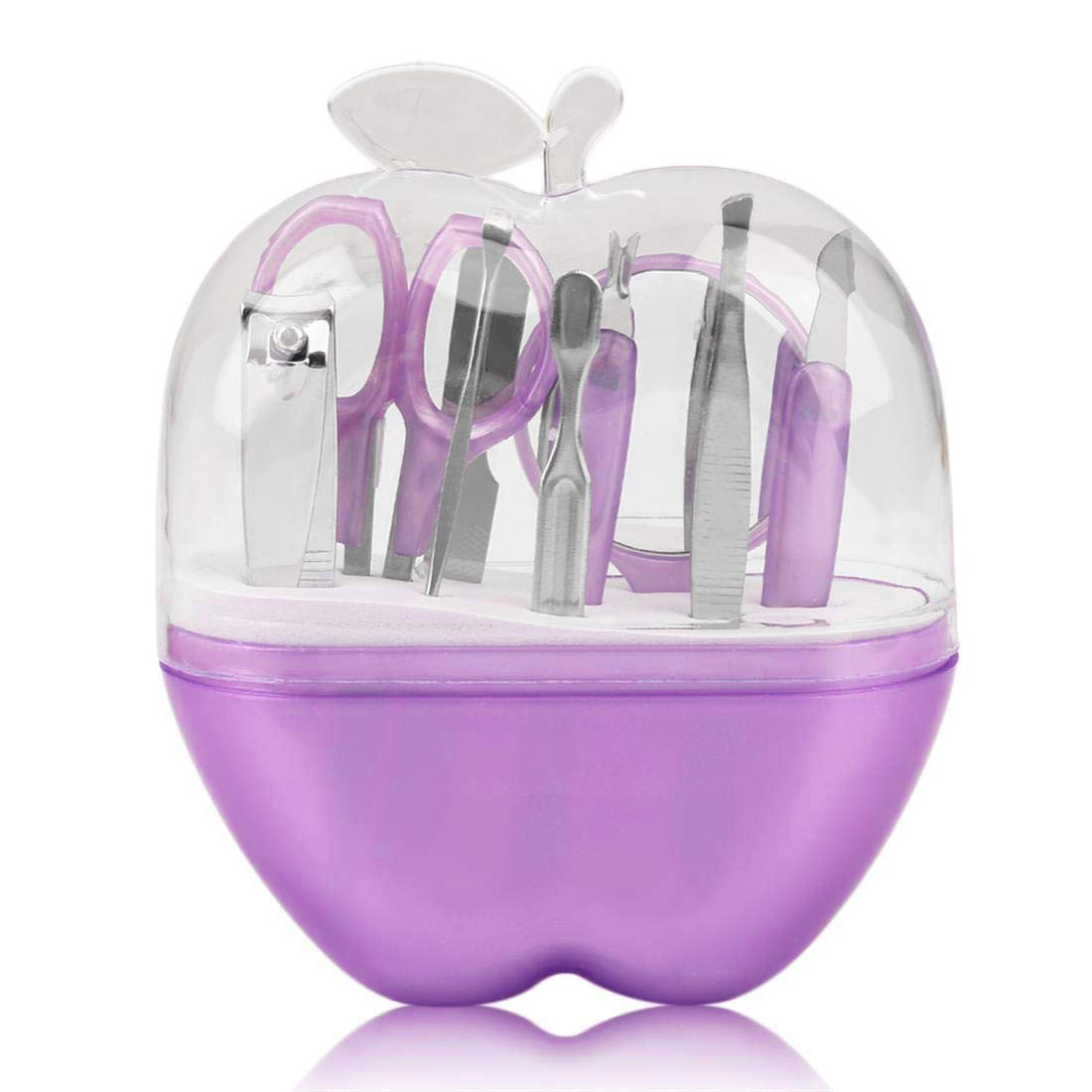 9 Piece Set Manicure Nail Care Kit (Purple)