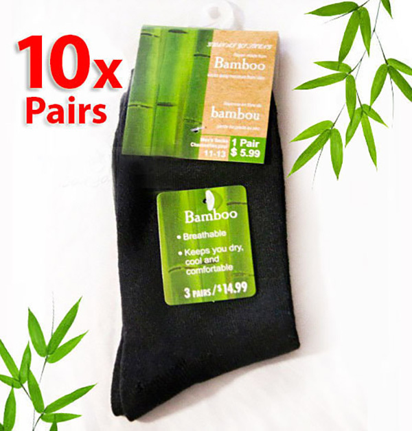 10 x Bamboo Fiber Socks Natural Healthy Antibacterial (Black)