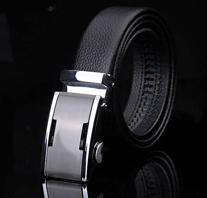 Genuine Leather Belt with Silver Plate Buckle -130cm