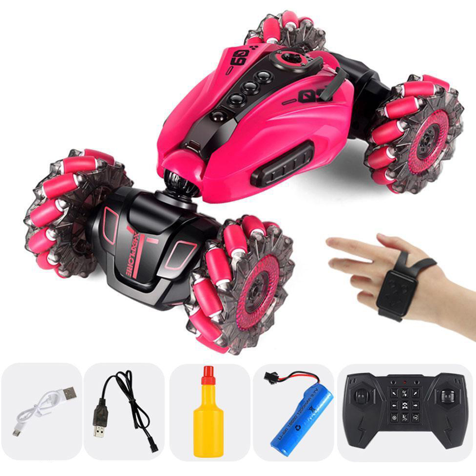 RC Hand Gesture Remote Control 4WD Mist Twister Stunt Car (Pink)