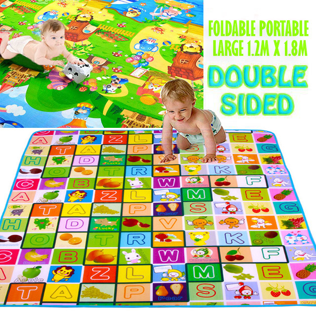 Double Sided Alphabet & Animal 1.8m x 1.2m Baby Mat Activity Rug