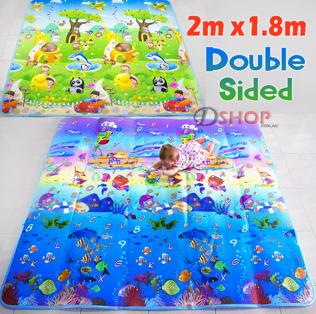 2m Double Sided Ocean Alphabet & Animal Fun Baby Kids Play Mat