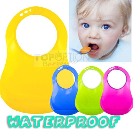 Waterproof Adjustable Bib with Crumb-Catcher (Yellow)