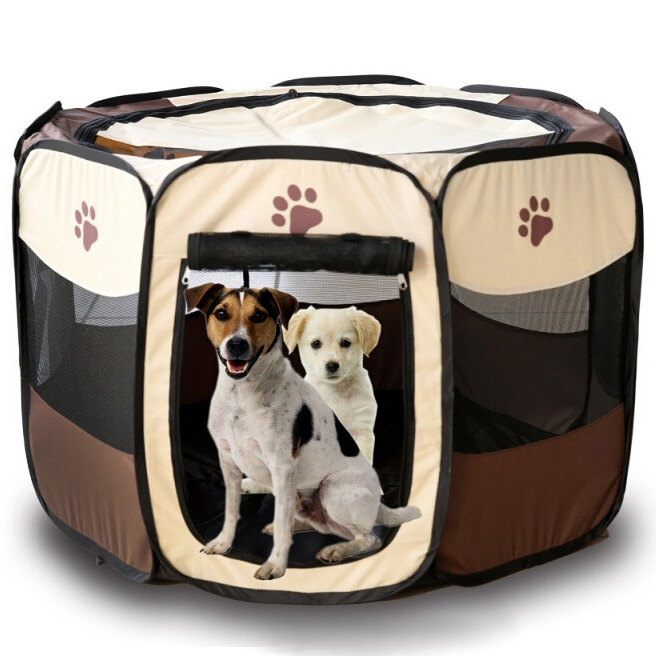 XL Portable Foldable Pet Dog Cat Playpen (Extra Large, Chocolate & Cream)