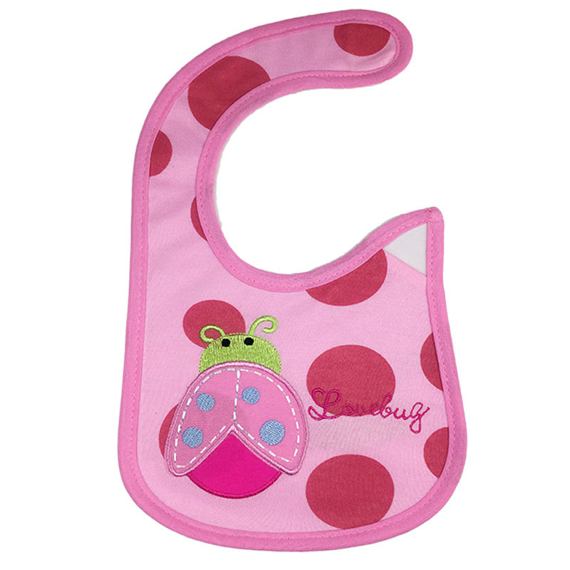 Premium Cotton Pink Ladybug Baby Bib