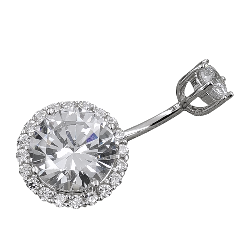 S925 Sterling Silver CZ Diamond Navel Ring Body Piercing