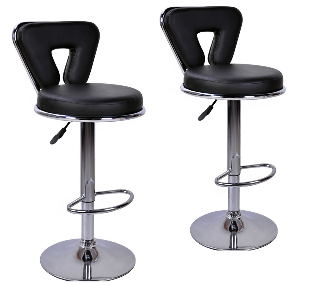 2 x Eden Designer PU Leather Bar Stools (BLACK -Set of 2)