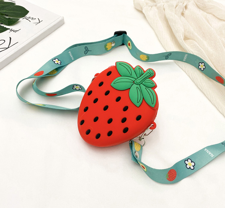 Lovely Girls Cute Strawberry Silicone Crossbody Bag