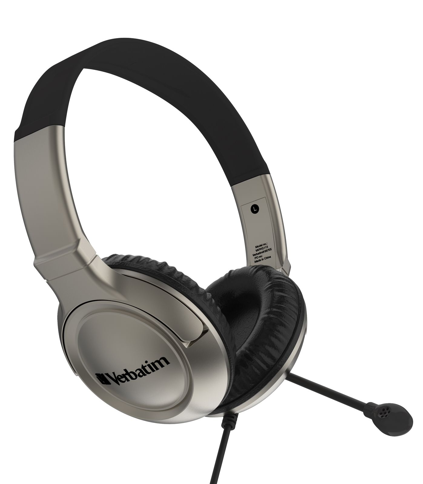 Verbatim Multimedia Headset with Noise Cancelling Boom Mic - Graphite															