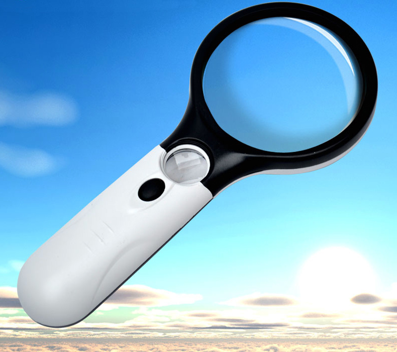 3 LED Illuminated 45x Magnifying Glass Reading Magnifier 