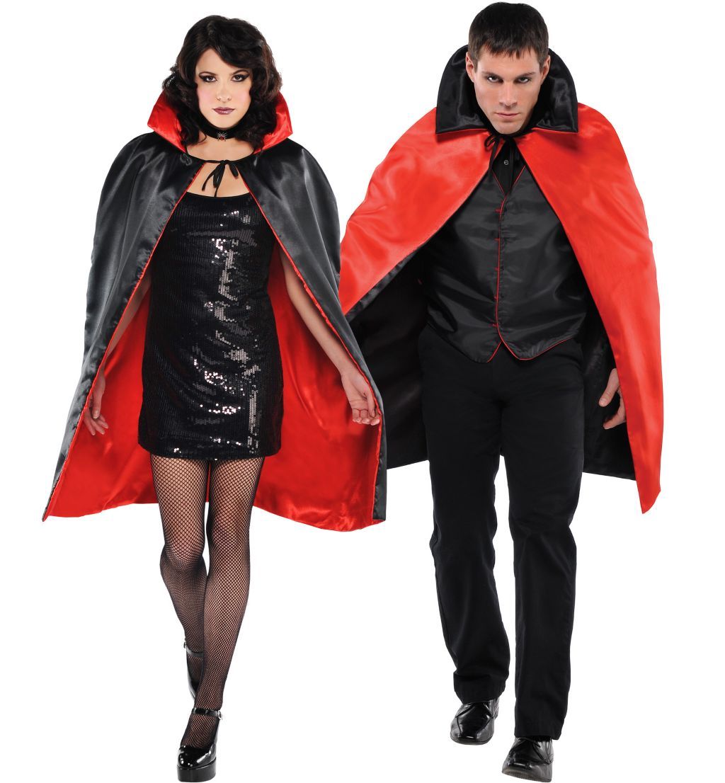 Black & Red Reversible Vampire / Witch Cape for Halloween Party 