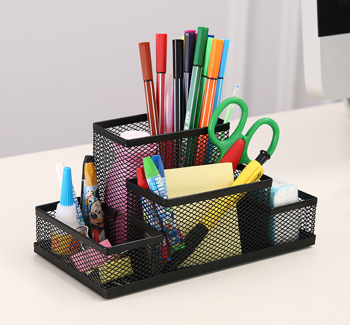 Large Metal Pen Holder Desktop Organizer Office Supplies 