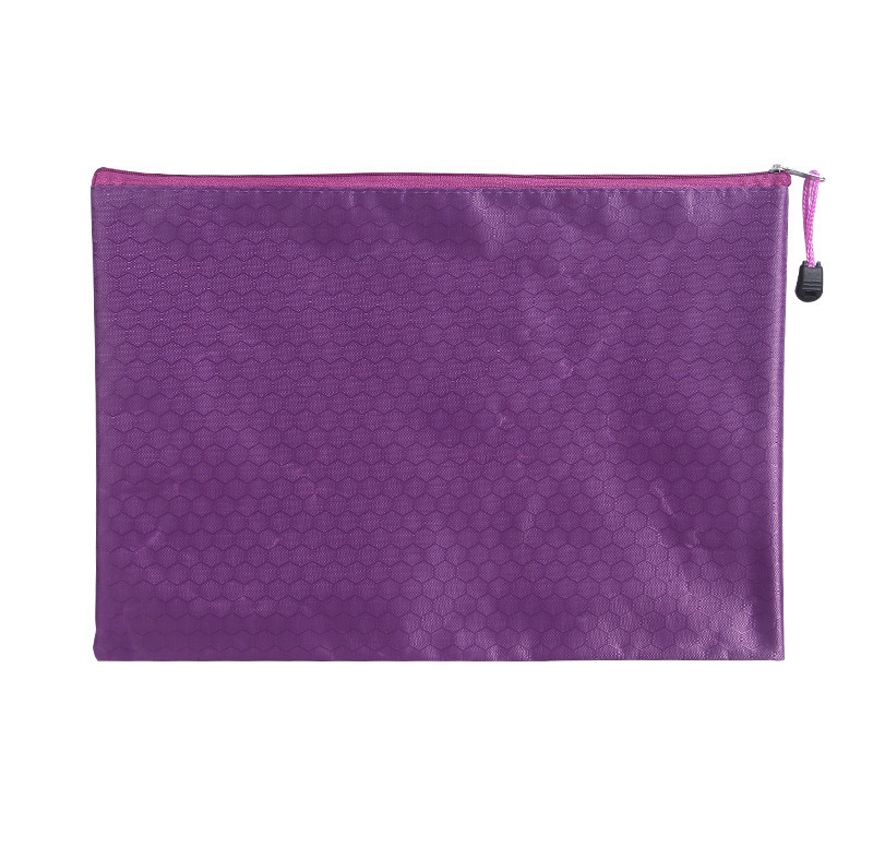 A4 File Bag Pencil Case Document Pocket Stationery Holder Organizer Waterproof Pouch (Purple)