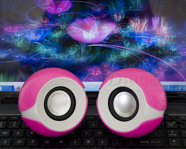 Big Eyes USB Computer Speakers Portable Mini Stereo (Pink)