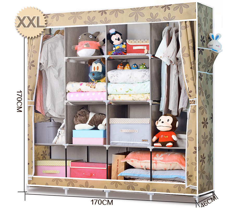 XXL Portable Wardrobe Closet Canvas Clothes Storage