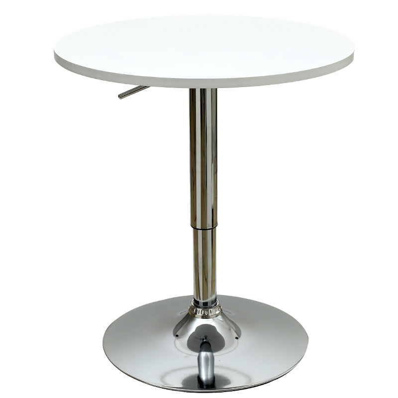 Century Designer Round Bar Table Height Adjustable with Gas Lift (White/Stainless Steel)