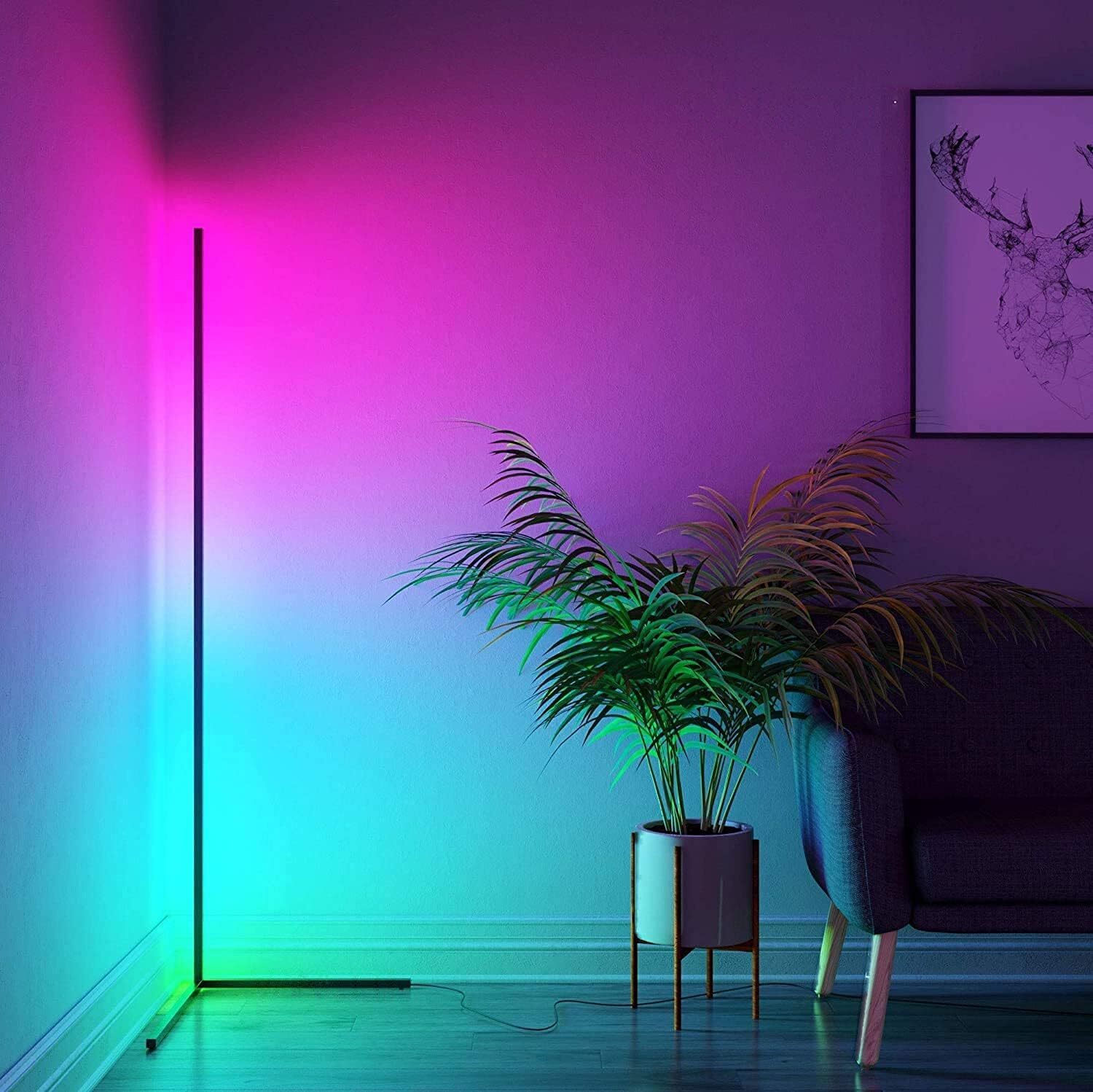 Smart Magic RGB LED Corner Floor Lamp Colour Changing Ambient Light