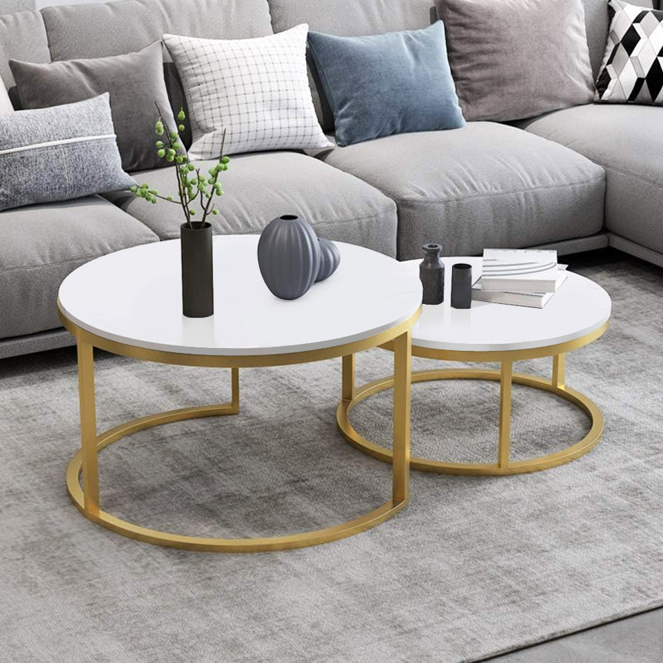 2-Piece Designer Nesting Round Coffee Table Set