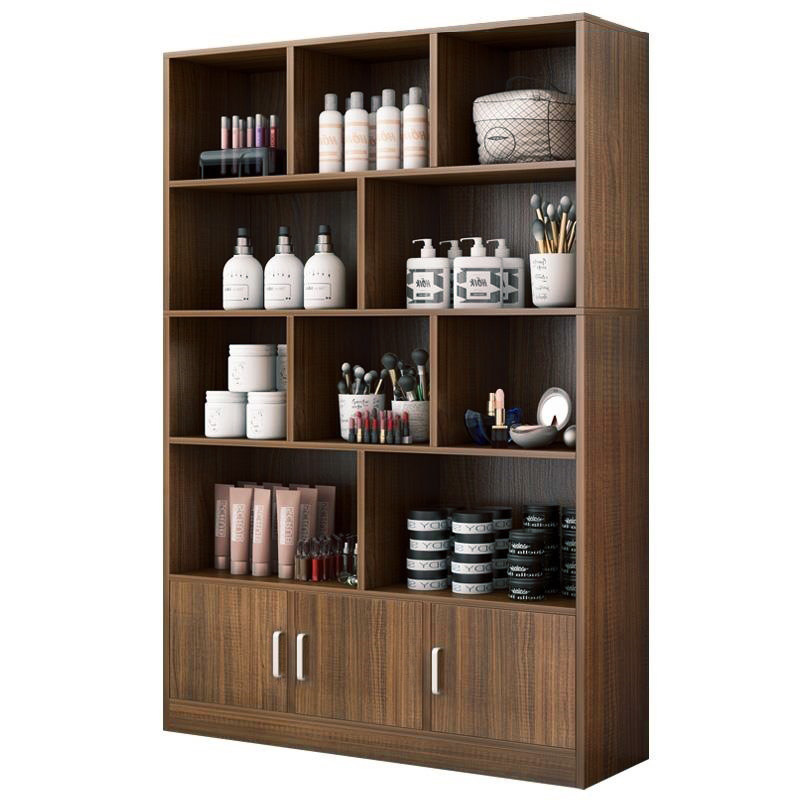 Alpha 10-Shelf 3-Door Wardrobe Cupboard Bookshelf Cabinet (Black Walnut)