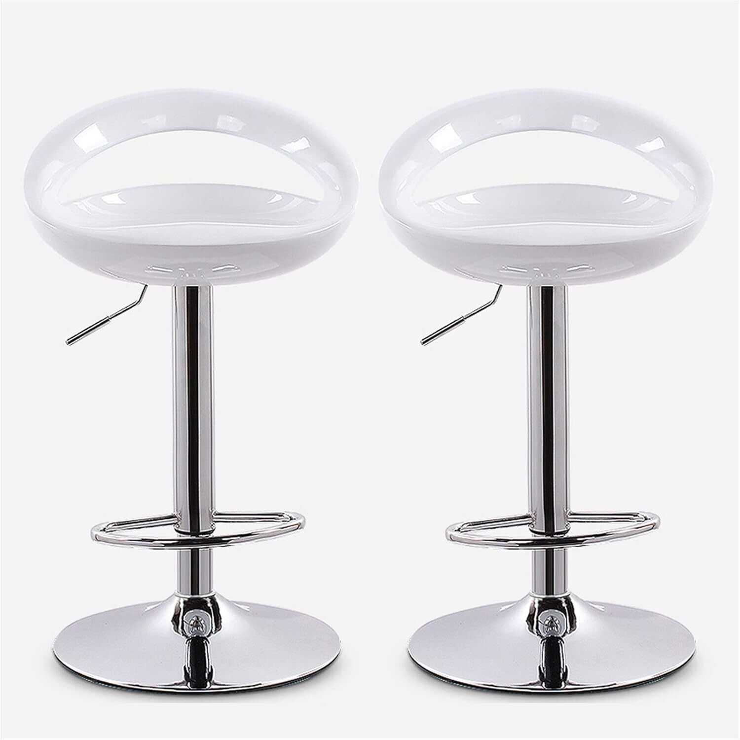 2 x Envy High Gloss Designer Bar Stools (WHITE - Set of 2)