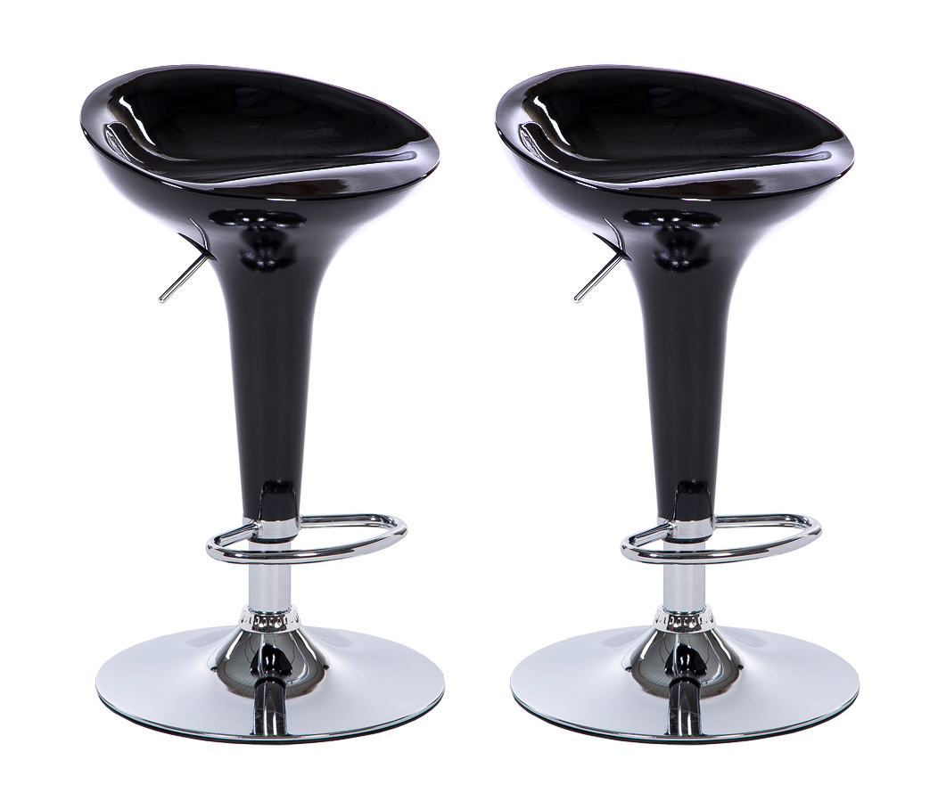 2 x  Ace High Gloss Designer Bar Stools (BLACK - Set of 2)