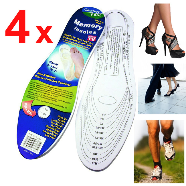 4 x Pairs Memory Foam Insoles