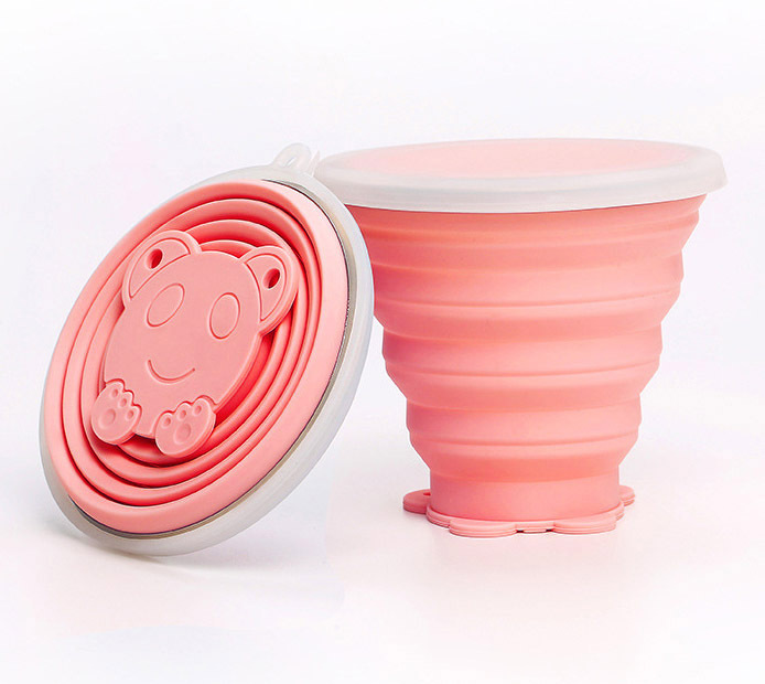 Foldable Collapsible Silicone Pocket Drinking Cup (Pink)