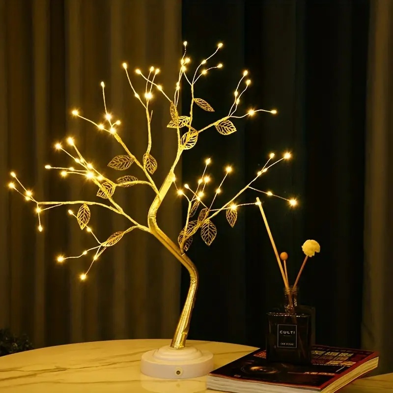 Magical LED Lamp Lucky Gold Leaf Bonsai Tree Light