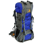 60L Large Durable Hiking Backpack Travel Bag (Blue)