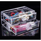 2- Drawer Crystal Cosmetic Organizer Clear Jewellery Box