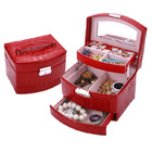 Luxury PU Leather Jewellery Box Storage Case (High Gloss Red)