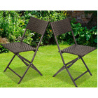 2 x Alfresco Rattan Wicker Folding Outdoor Chairs