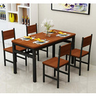 5 x Piece Set Bliss Wood & Steel Dining Table & Chairs (Oak & Black)