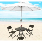 Alfresco 5PC Outdoor Setting (White Umbrella & Stand, 2 Rattan Chairs, Round Table)