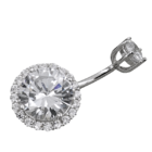 S925 Sterling Silver CZ Diamond Navel Ring Body Piercing