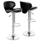 2 x Resort Designer PU Leather Bar Stools (Black - Set of 2)