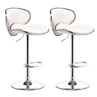 2 x Resort Designer PU Leather Bar Stools (White - Set of 2)