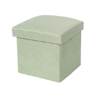 Multifunction Linen Ottoman Folding Storage Stool (Sage)