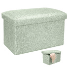 Large Capacity Multipurpose Foldable Linen Storage Ottoman Footrest Stool (Sage)