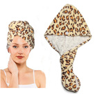 Fast Dry Microfiber Hair Drying Towel Turban Bath Head Wrap Hat Spa Cap (Leopard)