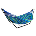 Deluxe Steel Hammock Stand & Cotton Hammock Combo Set (Blue)