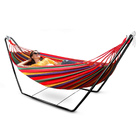 Deluxe Steel Hammock Stand & Cotton Hammock Combo Set (Red)