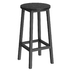 Modern Industrial Bar Stool Black Wood & Metal Kitchen Counter Seating