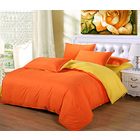 Luxe Home 4 Piece Quilt Cover Bedding Set (Hot Orange & Yellow) - Double Size