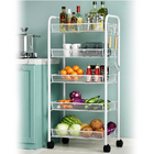 5 Tier Large Steel Multipurpose Storage Shelf Utility Cart Kitchen Trolley (White)